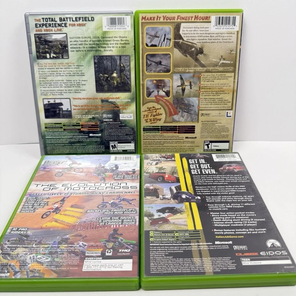 Xbox Original Video Game Lot Bundle 4 Games Italian‎ Job MX Ghost Recon Normandy